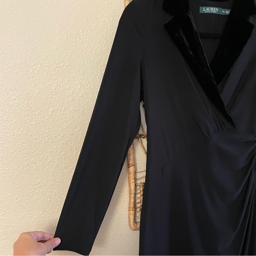 Lauren Ralph Lauren Tuxedo Dress Black Velvet Lapel Stretch Women's Sz 10P B32 - Picture 8 of 16